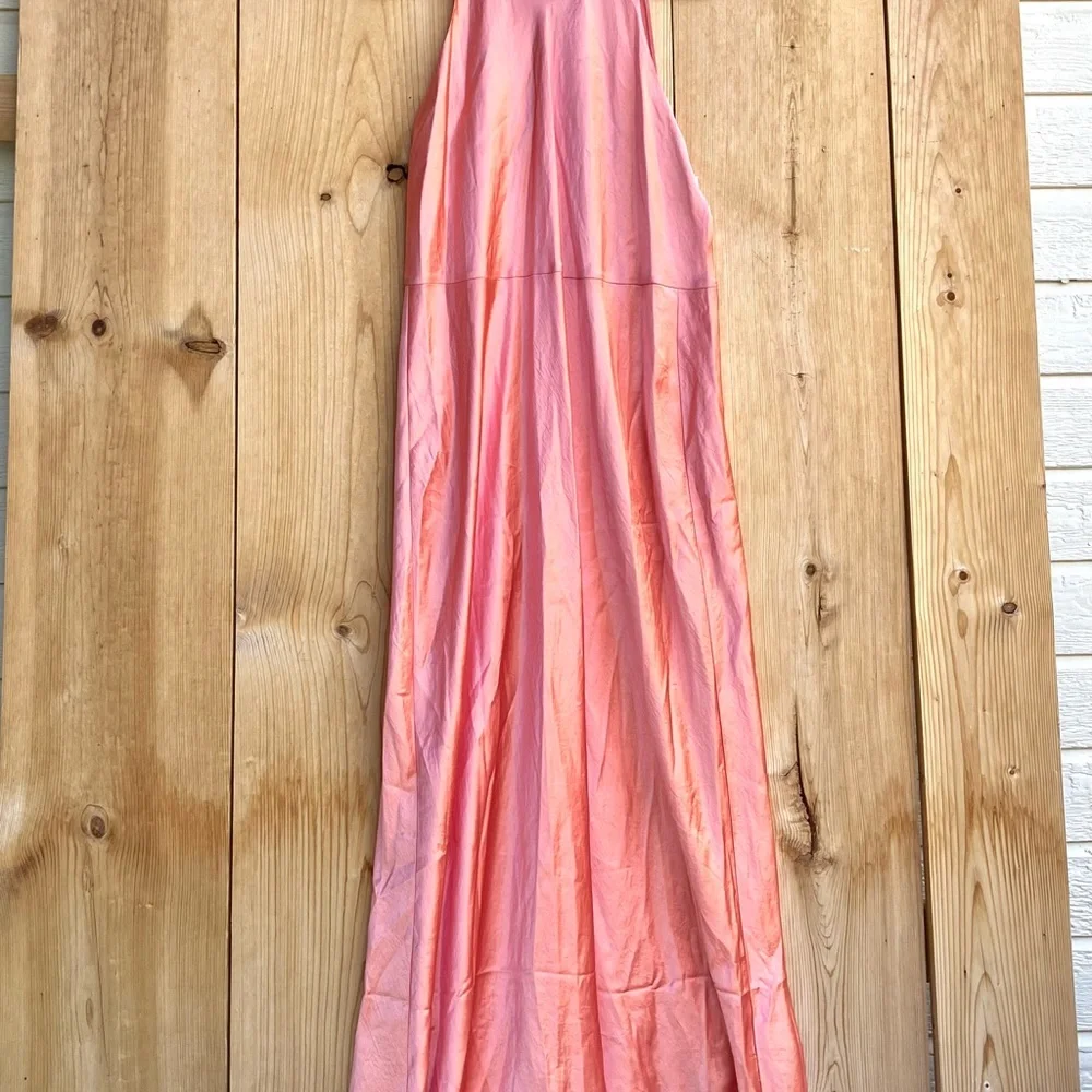Vince NWOT Sleeveless Satin Coral Maxi Dress Sz XL - Picture 2 of 8